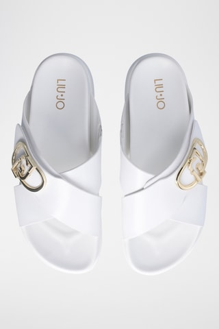Mules com plataforma em couro - Branco
