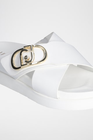 Mules com plataforma em couro - Branco