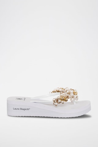 Slippers met Sleehak Wit