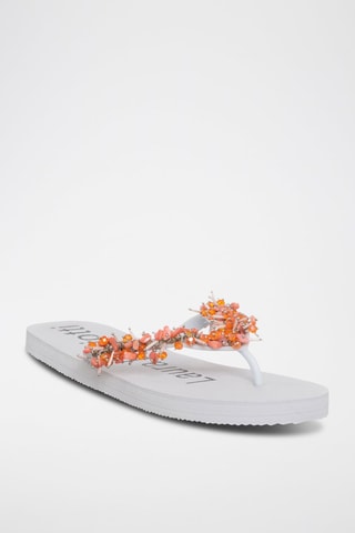 Chinelos de dedo Branco e laranja
