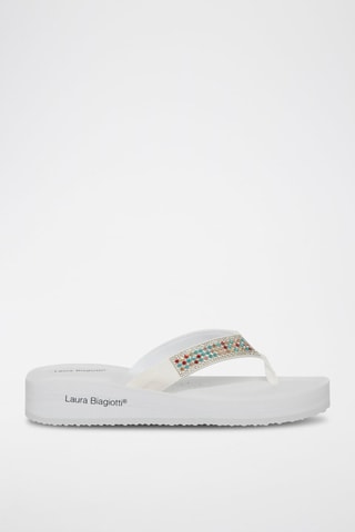 Slippers met Sleehak - Wit
