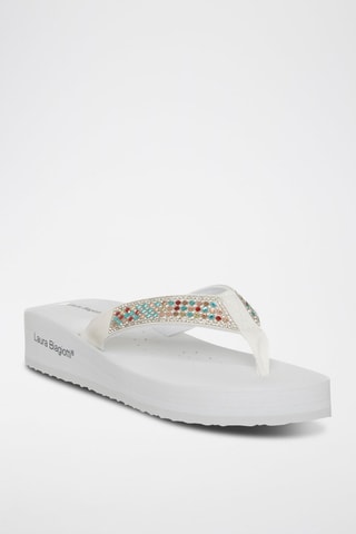 Slippers met Sleehak - Wit