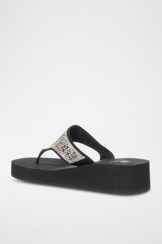 Slippers met Sleehak - Zwart