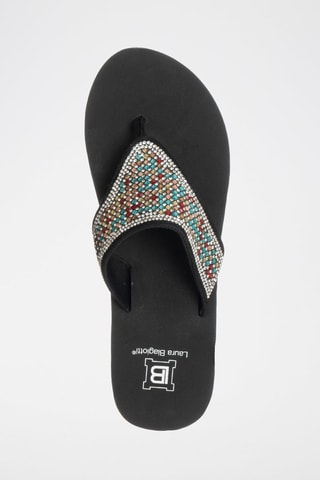Slippers met Sleehak - Zwart