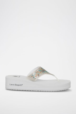 Slippers met Sleehak - Wit