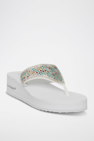 Slippers met Sleehak - Wit