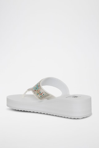 Slippers met Sleehak - Wit