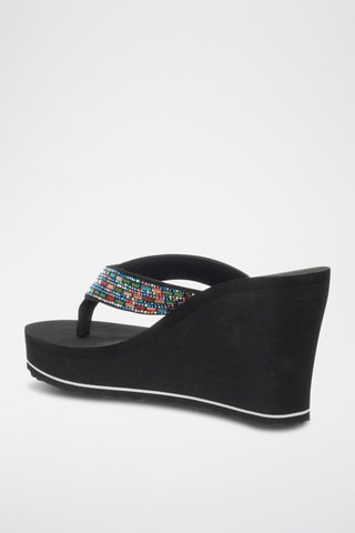 Slippers met Sleehak - Zwart