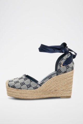 Espadrilles met Sleehak Grijs en Marineblauw