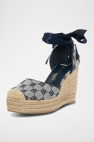 Espadrilles met Sleehak Grijs en Marineblauw