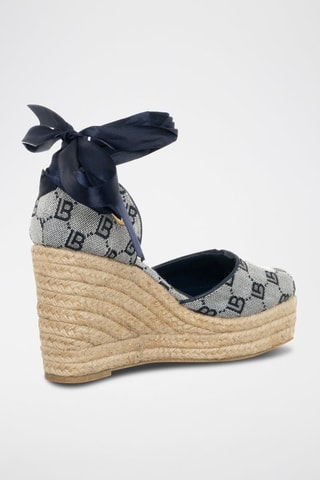 Espadrilles met Sleehak Grijs en Marineblauw