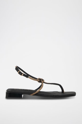 Sandales à strass en cuir - Noir  - Laura Biagiotti
