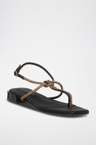 Sandales à strass en cuir - Noir  - Laura Biagiotti