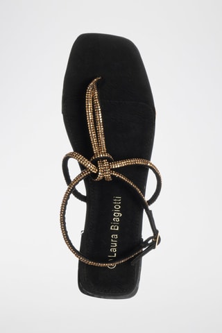 Sandales à strass en cuir - Noir  - Laura Biagiotti
