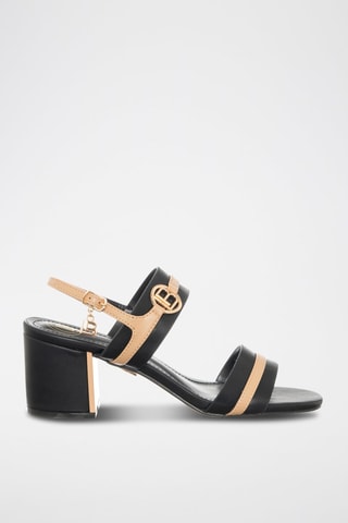 Sandalen met Hak Zwart en Beige