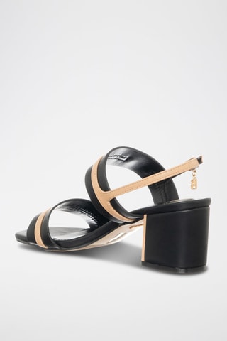Sandalen met Hak Zwart en Beige