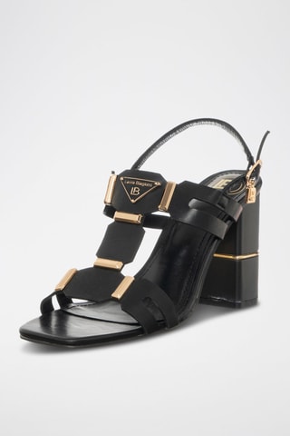 Sandalen met Hak Zwart en Goudkleurig