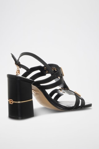 Sandalen met Hak Zwart en Goudkleurig