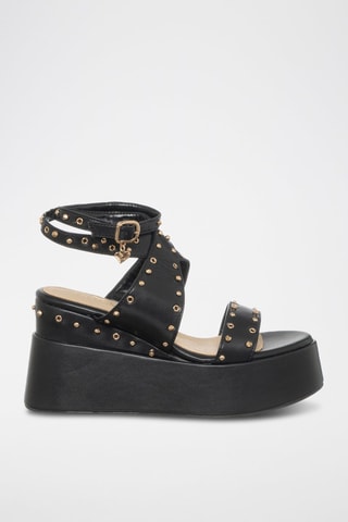 Sandalen met Sleehak - Zwart