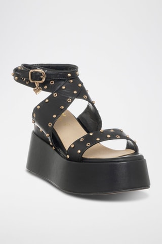 Sandalen met Sleehak - Zwart