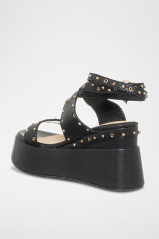 Sandalen met Sleehak - Zwart