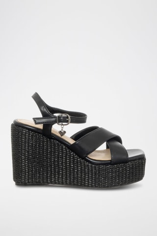 Sandalen met Sleehak - Zwart