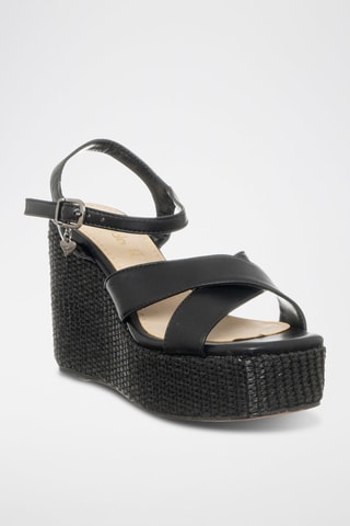 Sandalen met Sleehak - Zwart