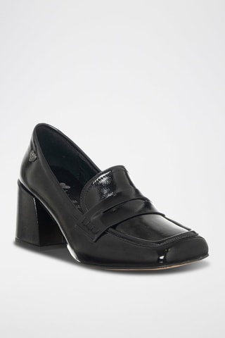 Gelakte Mocassins met Hak - Zwart