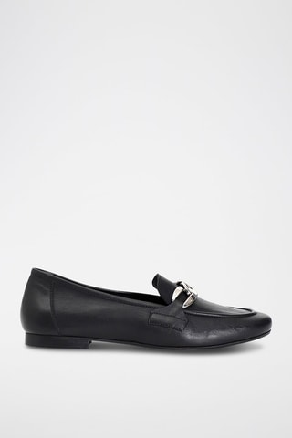 Mocassins en cuir  - Noir et argenté - Café Noir