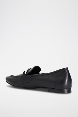 Mocassins en cuir  - Noir et argenté - Café Noir