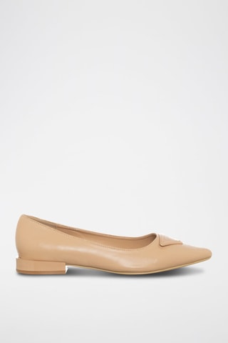 Leren Ballerina's Beige