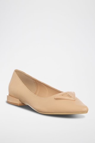 Leren Ballerina's Beige