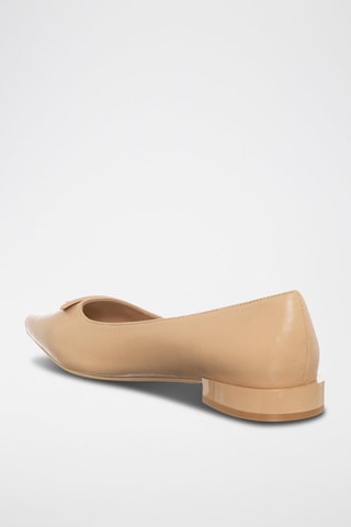 Leren Ballerina's Beige