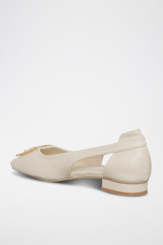 Leren Ballerina's Ecru