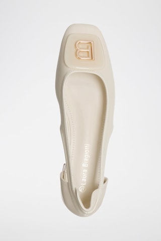 Leren Ballerina's Ecru