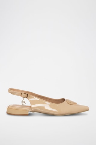 Lakleren Pumps met Bandje Beige
