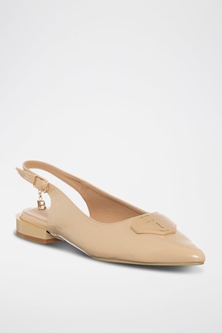 Lakleren Pumps met Bandje Beige