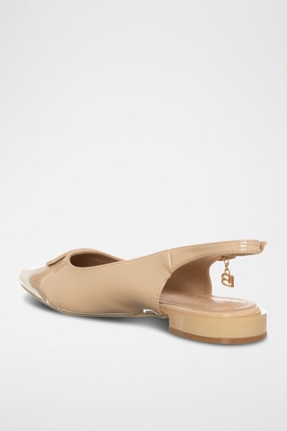 Lakleren Pumps met Bandje Beige