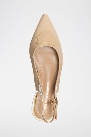 Lakleren Pumps met Bandje Beige