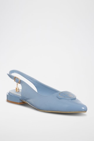 Lakleren Pumps met Bandje Hemelsblauw