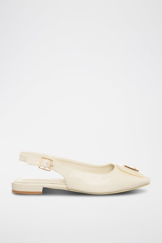 Leren Pumps met Bandje Ecru
