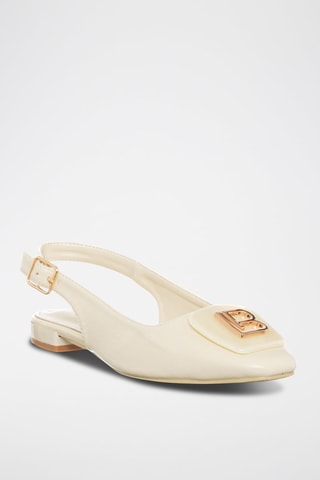 Leren Pumps met Bandje Ecru