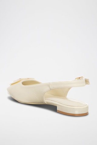Leren Pumps met Bandje Ecru