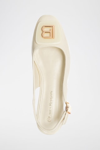 Leren Pumps met Bandje Ecru