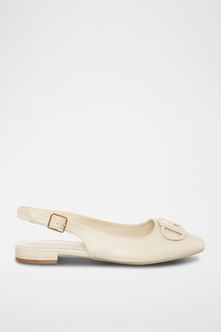 Leren Ballerina's Ecru