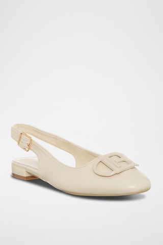 Leren Ballerina's Ecru