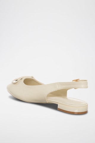 Leren Ballerina's Ecru