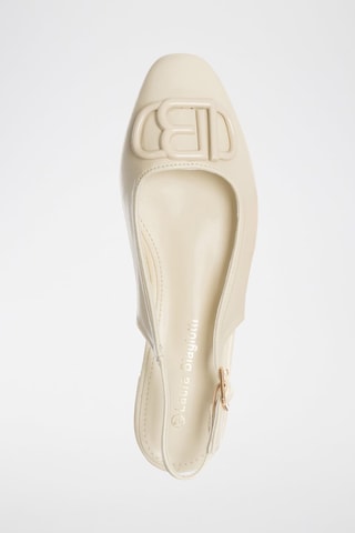 Leren Ballerina's Ecru