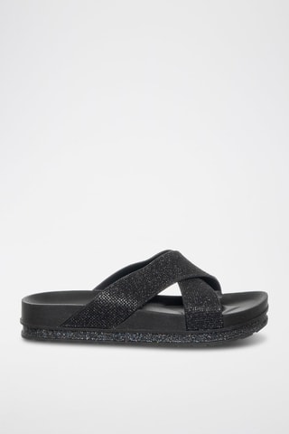Mules com plataforma - Preto mesclado