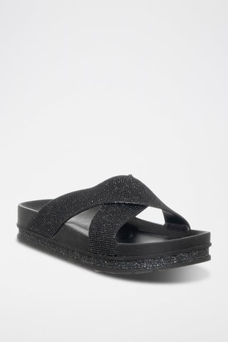 Mules com plataforma - Preto mesclado